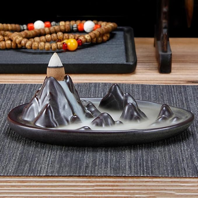 NimbusNote Ornaments Incense Burner, Ceramic Backflow Censer, Backflow Aromatherapy Incense Censer Holder for Home Reading Room Ornaments
