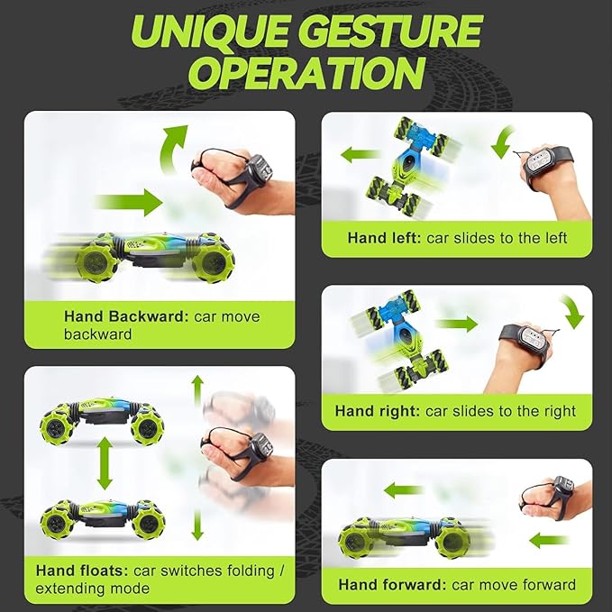 Masroo Gesture RC Car, 2.4GHz 4WD Gesture Sensing RC Stunt Car Toys for 6-12 yr Boys Girls, Drift Hand Controlled Remote Control Twist Cars Offroad 360°...